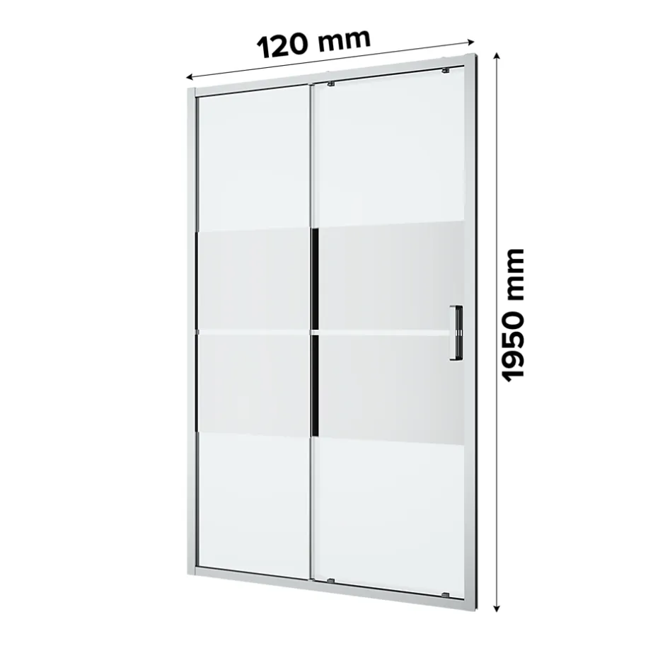 GoodHome Porte de douche coulissante l.120 x H.195 cm, bandes miroir, profilés alu chrome, Ledava* Porte De Douche
