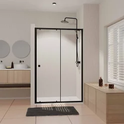 Aurlane Porte de douche Coulissante Noir 100x185cm - Extensible de 98.5 à 112.5cm - BLACK SLIDE 100* Porte De Douche
