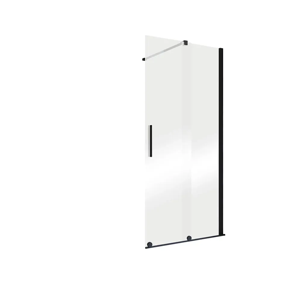 Schulte Porte de douche coulissante avec roulettes l.100 x H.200 cm, verre transparent anticalcaire, profilé noir mat, NewStyle* Porte De Douche