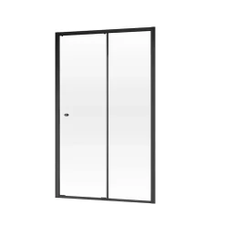 Schulte Porte de douche coulissante droite l.120 x H.200, verre transparent, profilé noir, Trend2.0