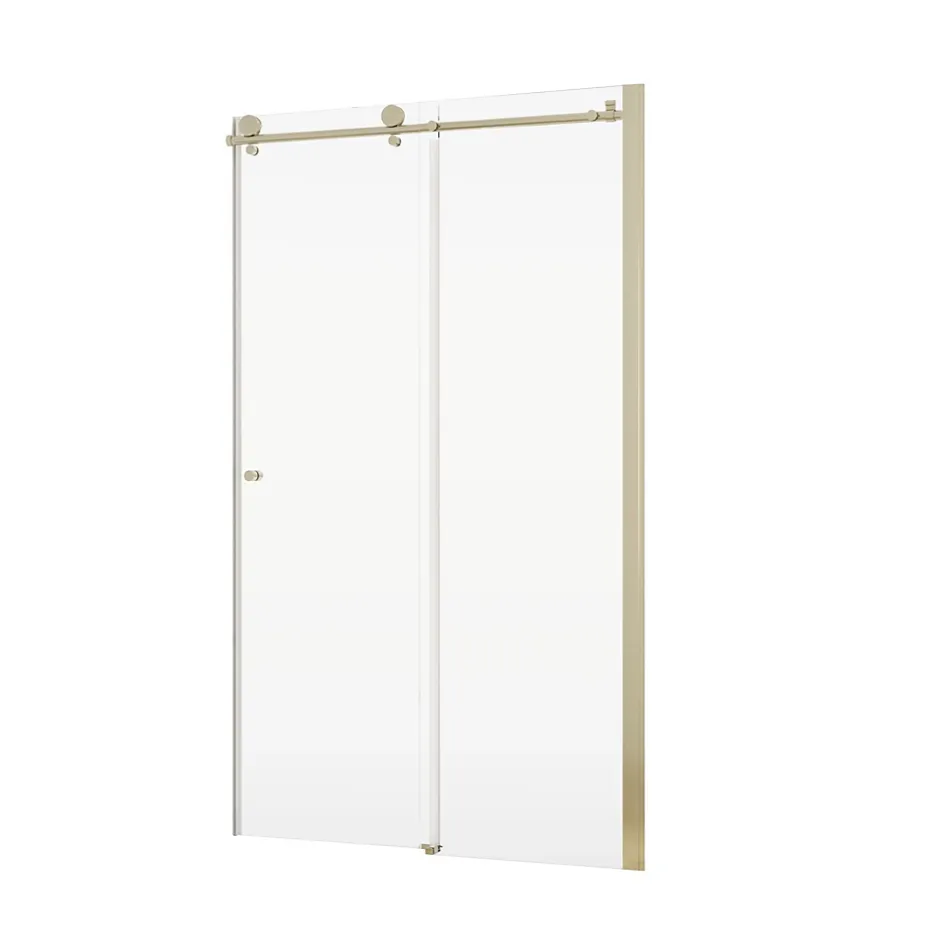 Schulte Porte de douche coulissante l.140 x H.200 cm, verre transparent, profilé doré mat, MasterClass
