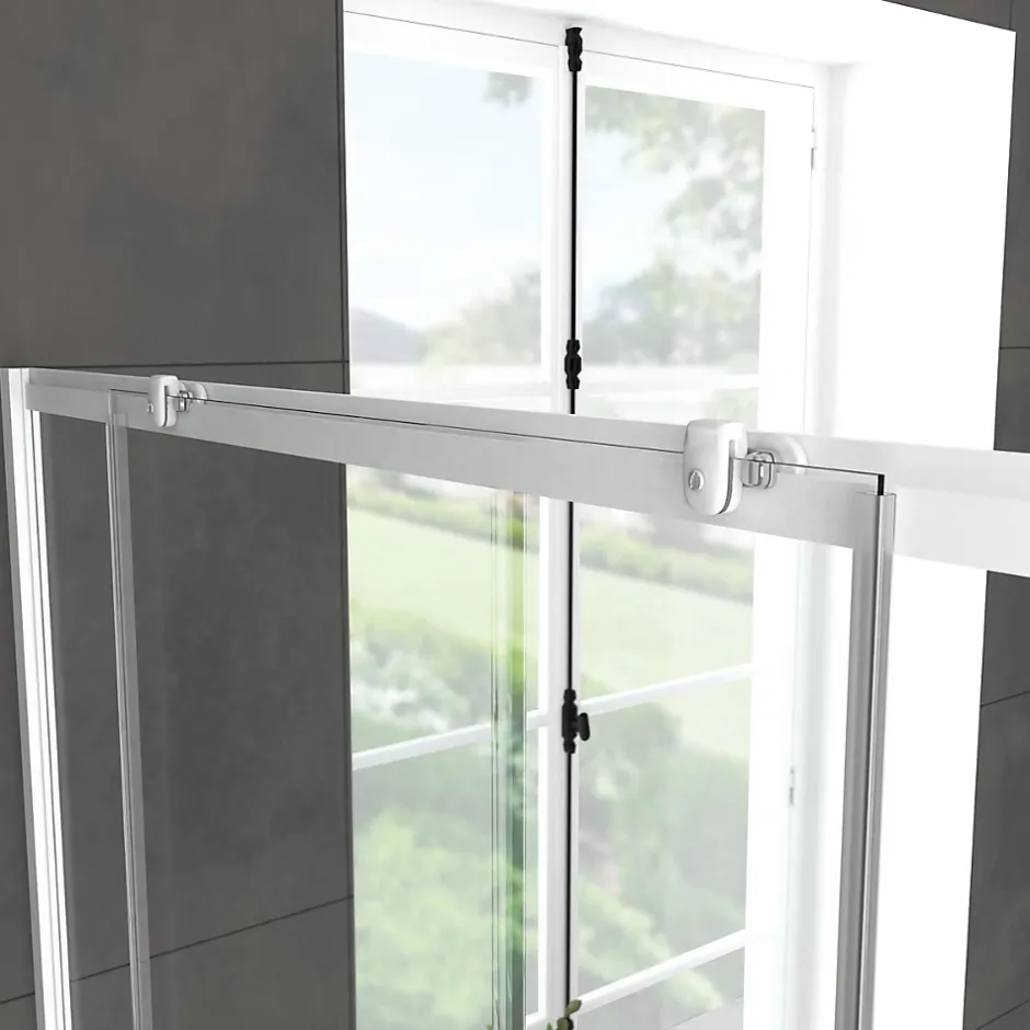 Galedo Porte de douche coulissante blanc Spot transparent 100cm