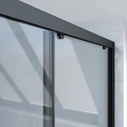 Aurlane Porte de douche coulissante 120x200 cm - Verre transparent - Profilé Noir - CRUSH