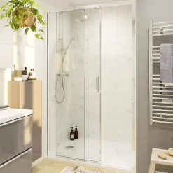 GoodHome Porte de douche coulissante PMR l.120 x 195 cm, profilés finition chrome, Ledava