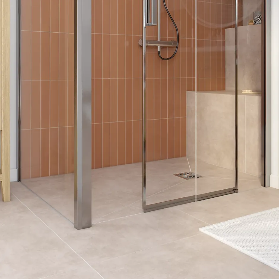 GoodHome Porte de douche coulissante PMR l.120 x 195 cm, profilés finition chrome, Ledava