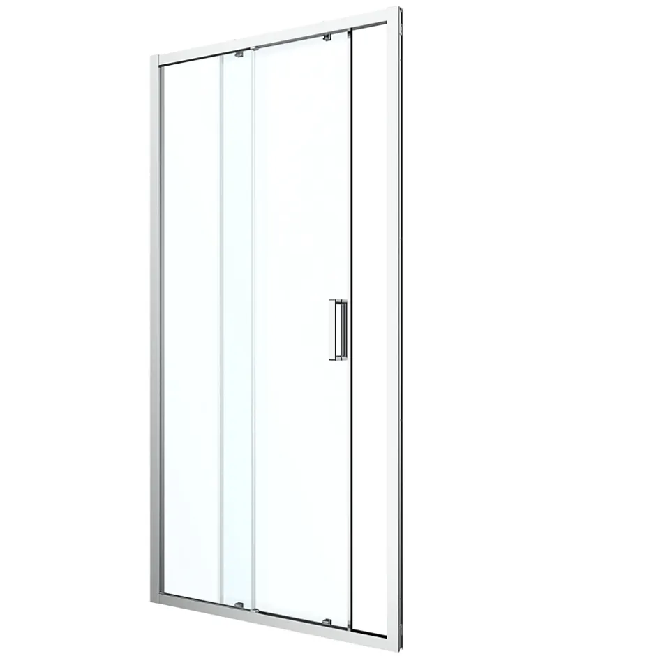 GoodHome Porte de douche coulissante l.120 x H.195 cm, verre transparent, profilés alu chrome, Ledava
