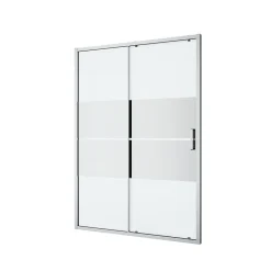 GoodHome Porte de douche coulissante l.140 x H.195 cm, bandes miroir, profilés alu chrome, Ledava* Porte De Douche