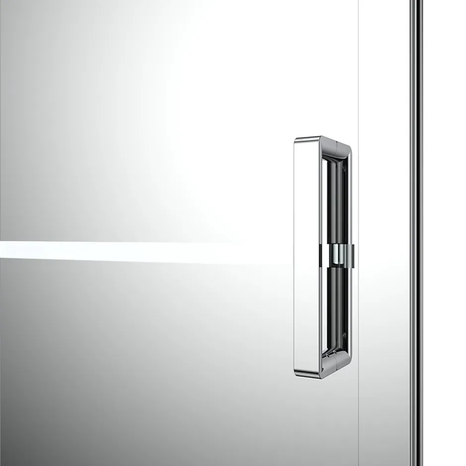 GoodHome Porte de douche coulissante l.140 x H.195 cm, bandes miroir, profilés alu chrome, Ledava* Porte De Douche