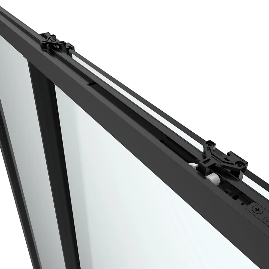 GoodHome Porte de douche coulissante l.120 x H.195 cm, profilés alu noir, Ledava* Porte De Douche