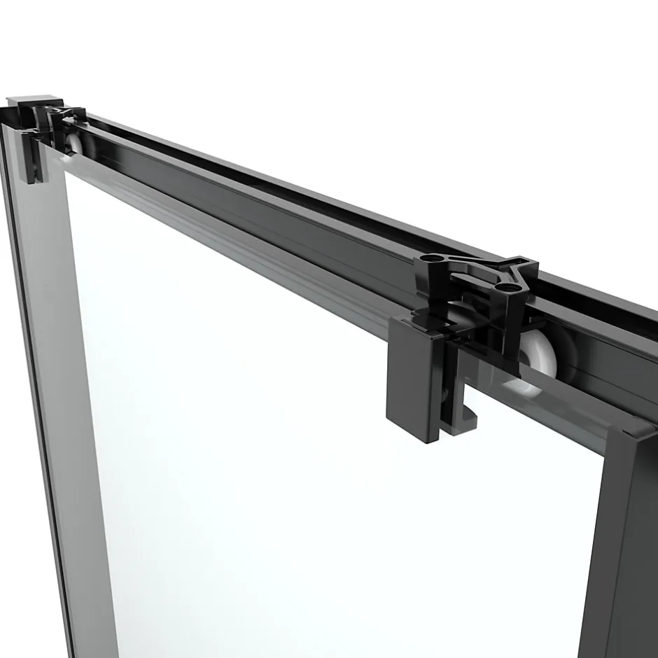 GoodHome Porte de douche coulissante l.120 x H.195 cm, profilés alu noir, Ledava* Porte De Douche