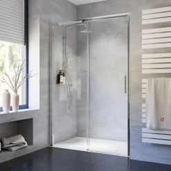 Schulte Porte de douche coulissante l.120 x H.200 cm, verre transparent anticalcaire, profilé chromé, Impériale 9* Porte De Douche