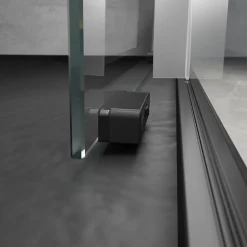 Schulte Porte de douche coulissante droite l.100 x H.200, verre transparent, profilé noir, Trend2.0* Porte De Douche