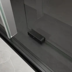 Schulte Porte de douche coulissante droite l.100 x H.200, verre transparent, profilé noir, Trend2.0* Porte De Douche