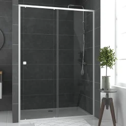Galedo Porte de douche coulissante blanc Spot transparent 140cm