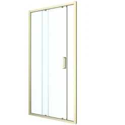 GoodHome Porte de douche coulissante l.120 x H.195 cm, verre transparent, profilés alu finition doré brossé, Ledava* Porte De Douche