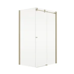 Schulte Porte de douche coulissante avec paroi latérale l.100+80 x H.200 cm, verre transparent, profilé doré mat, MasterClass* Paroi De Douche
