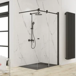 Schulte Porte de douche coulissante l.160 x H.200, verre transparent, profilé noir, MasterClass* Porte De Douche