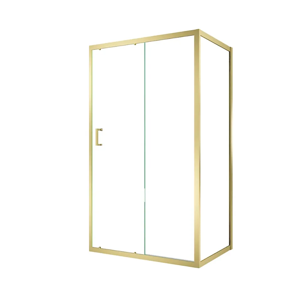 Galedo Porte de douche coulissante et paroi fixe l.120 + 80 x H.200 cm profilés doré brossé, Factory* Paroi De Douche