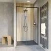 Schulte Porte de douche coulissante gauche l.120 x H.200, verre transparent, profilé noir, Trend2.0