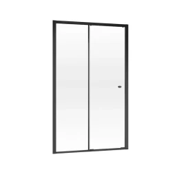 Schulte Porte de douche coulissante gauche l.120 x H.200, verre transparent, profilé noir, Trend2.0