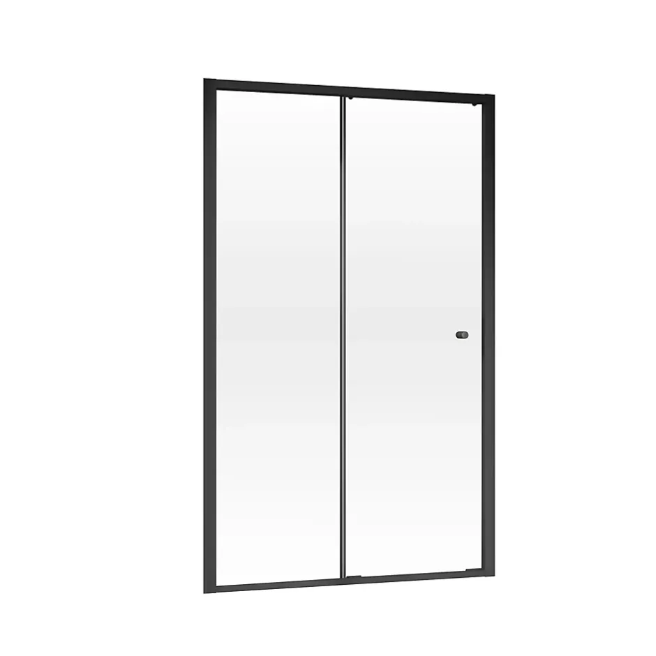Schulte Porte de douche coulissante gauche l.120 x H.200, verre transparent, profilé noir, Trend2.0