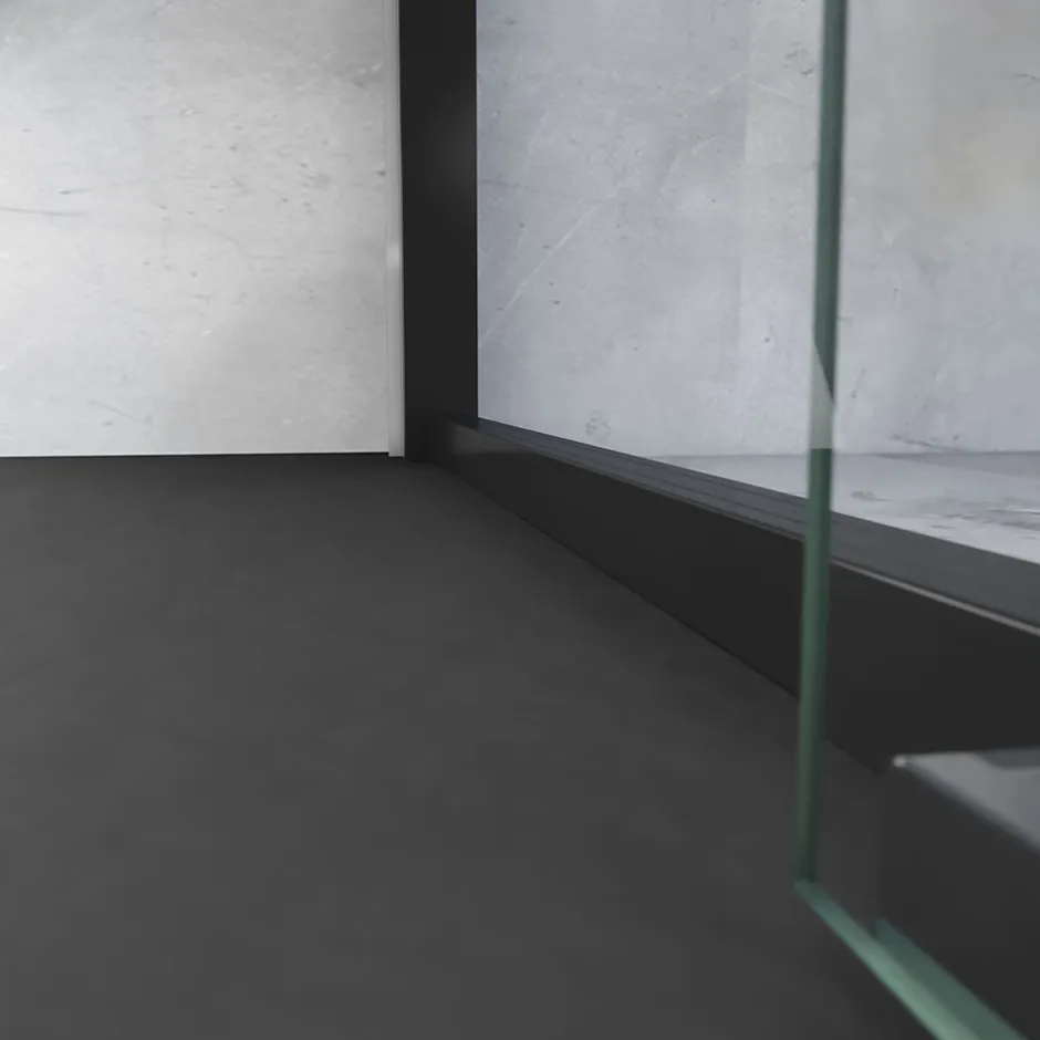 Schulte Porte de douche coulissante gauche l.120 x H.200, verre transparent, profilé noir, Trend2.0