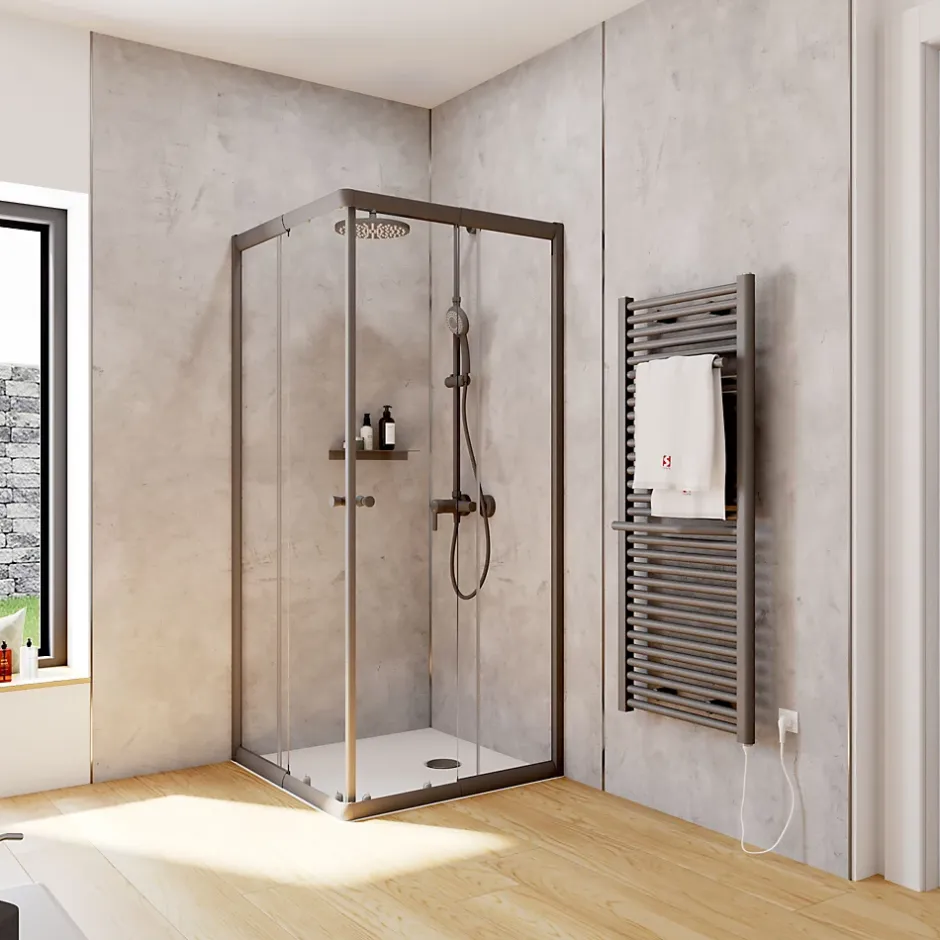 Schulte Porte de douche coulissante en accès d'angle l.90 x L.90 x H.180 cm, Sunny Vita* Porte De Douche