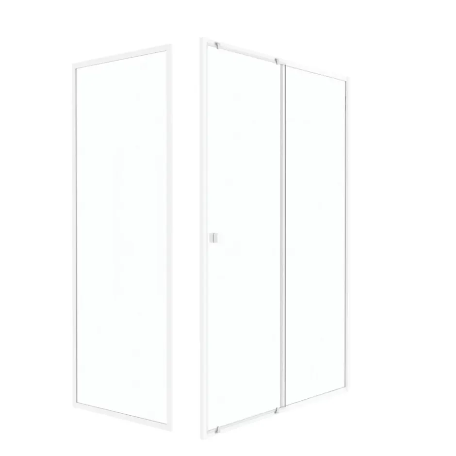 Galedo Porte de douche coulissante et paroi l.140 + 80 x H.185 cm profilés blancs, Spot
