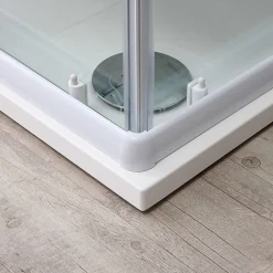 Kiamami Valentina Porte De Douche D'angle 75X75 Verre Sérigraphié Profils Blancs - Venere