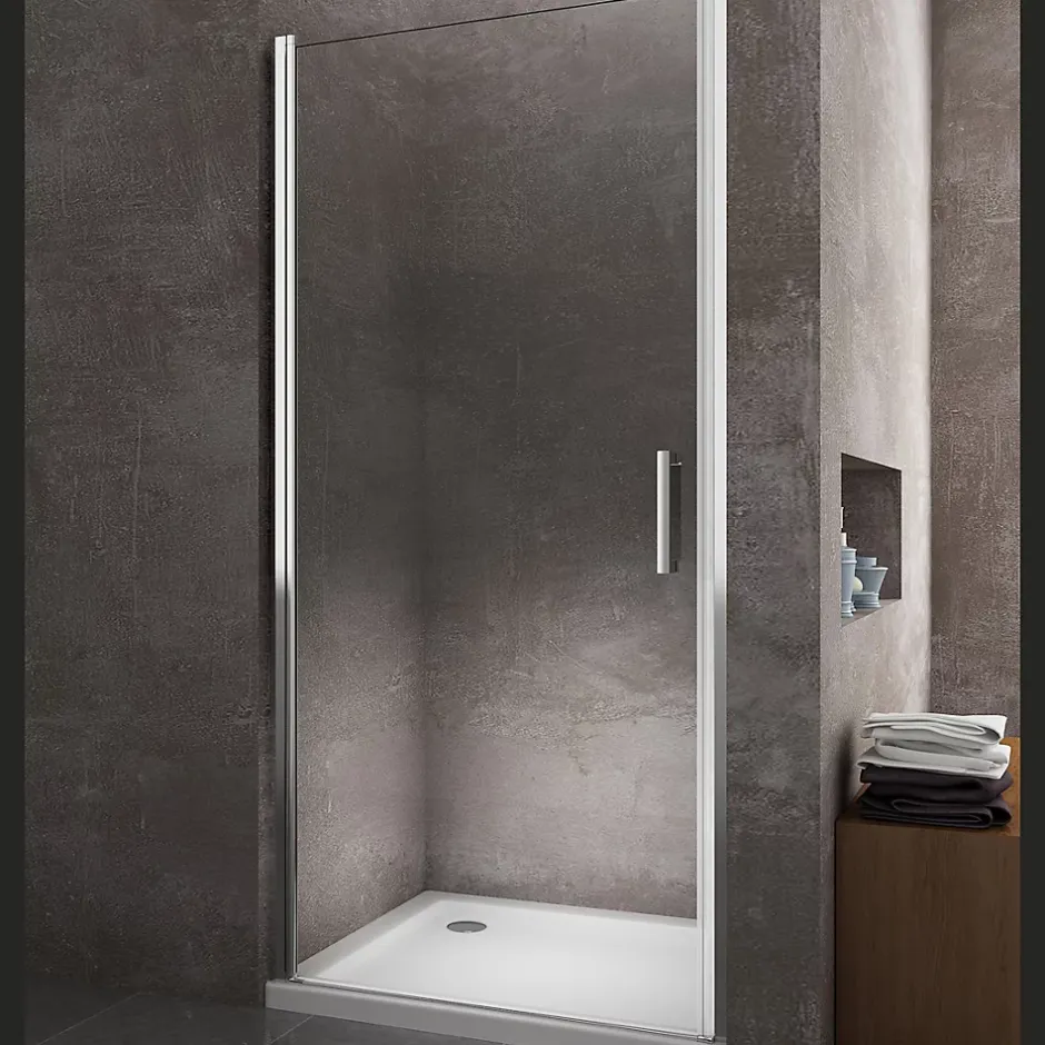 Laneri Porte de douche de 8 mm à battant pour installation en niche H.200 réversible - 69-73 cm* Porte De Douche