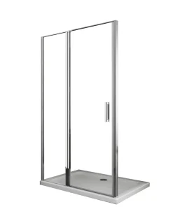 Laneri Porte de douche de 6 mm avec un petite paroi et une porte à battant dans la même ligne - 117-120 cm