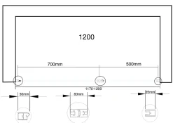 Laneri Porte de douche de 6 mm avec un petite paroi et une porte à battant dans la même ligne - 117-120 cm