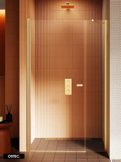Otitec Porte de Douche Encastrée Pivotante - 160 x 195 - OR BROSSÉ - NEW SOLEO