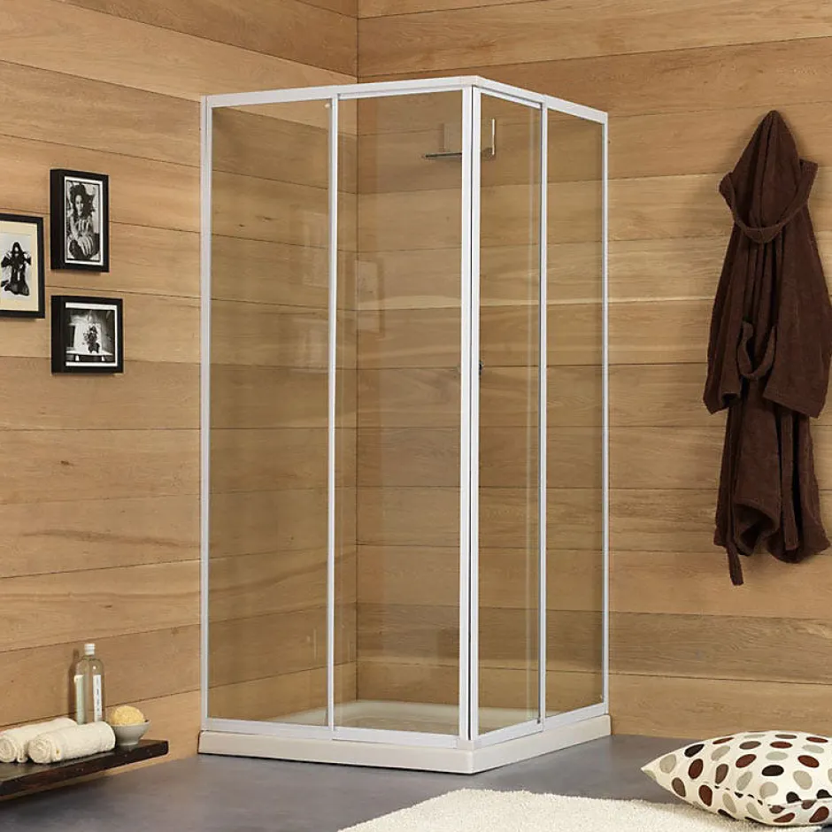 Kiamami Valentina Porte De Douche Extensible 80-90 Cm Profile Blanc En Aluminium Erice