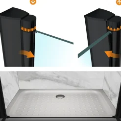 Saniverre Porte de douche GINA-BLACK H.195 cm, largeur réglable 104 à 108 cm, verre 6 mm, anticalcaire -