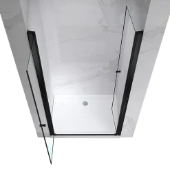 Saniverre Porte de douche GINA-BLACK H.180 cm, largeur réglable 100 à 104 cm, verre 6 mm, anticalcaire -