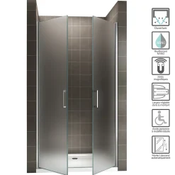 Saniverre Porte de douche KAYA H.180 réglable de 92 à 95 cm verre 6 mm opaque -