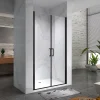 Saniverre Porte de douche KAYA-BLACK H. 195, l. 77-80 cm, verre transparent 6 mm anticalcaire -* Porte De Douche