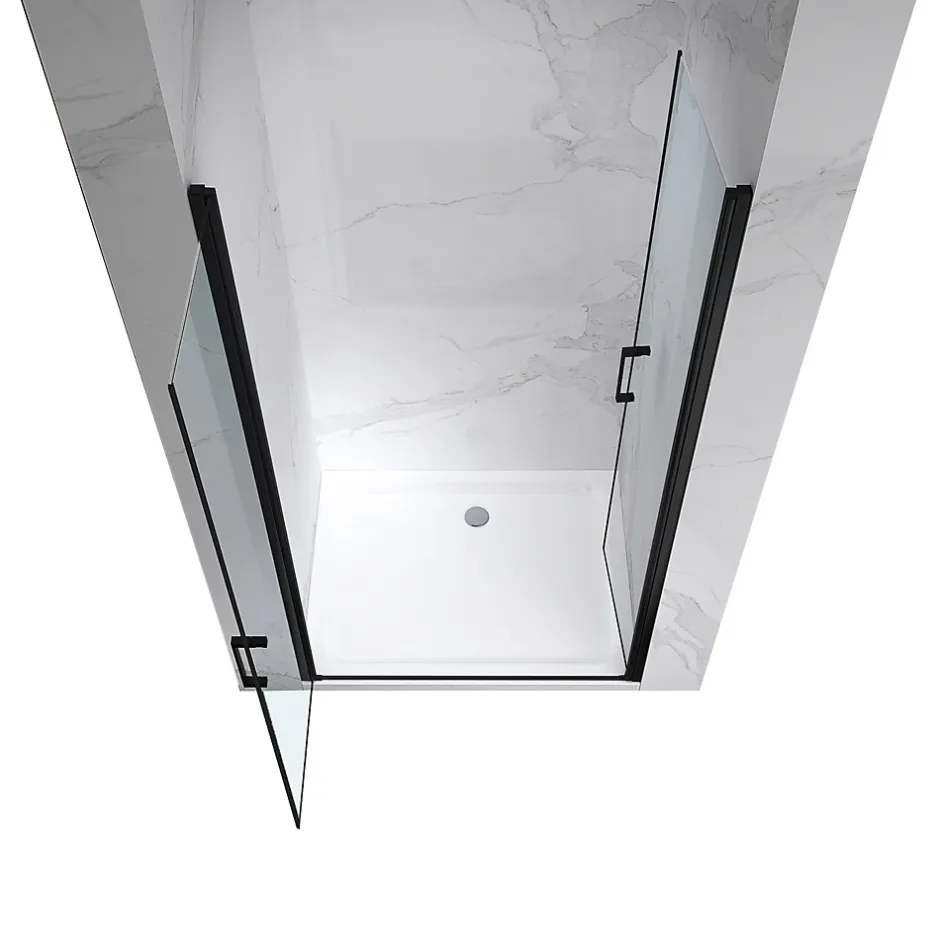 Saniverre Porte de douche KAYA-BLACK H. 195, l. 77-80 cm, verre transparent 6 mm anticalcaire -* Porte De Douche