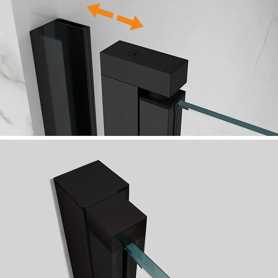 Saniverre Porte de douche KAYA-BLACK H. 195, l. 77-80 cm, verre transparent 6 mm anticalcaire -* Porte De Douche