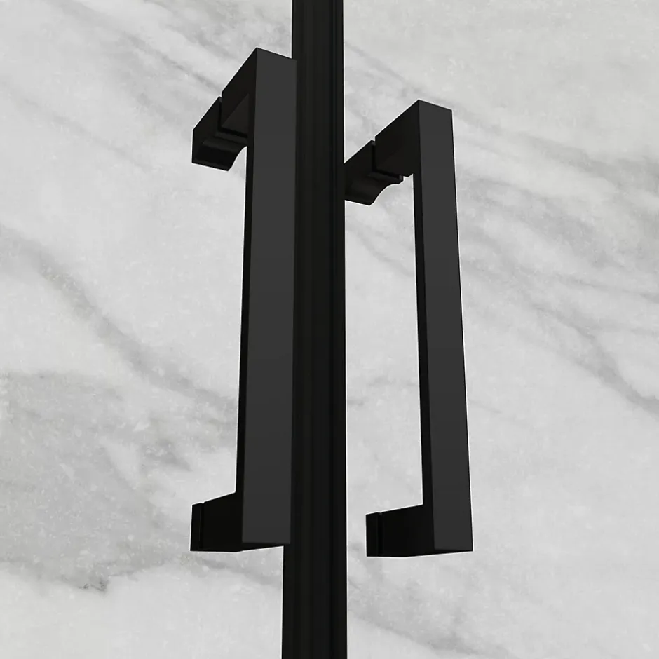 Saniverre Porte de douche KAYA-BLACK H. 195, l. 77-80 cm, verre transparent 6 mm anticalcaire -* Porte De Douche