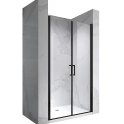 Saniverre Porte de douche KAYA-BLACK H. 195, l. 77-80 cm, verre transparent 6 mm anticalcaire -* Porte De Douche