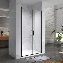 Saniverre Porte de douche KAYA-BLACK H. 180, l. 71-74 cm, verre transparent 6 mm anticalcaire -
