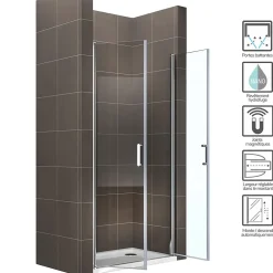 Saniverre Porte de douche KIMI H.180 largeur réglable 70 à 73 cm verre transparent -
