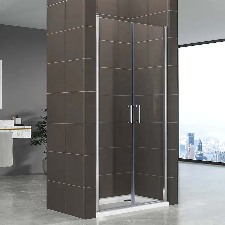 Saniverre Porte de douche KIMI H.190 largeur réglable 91 à 94 cm verre transparent -