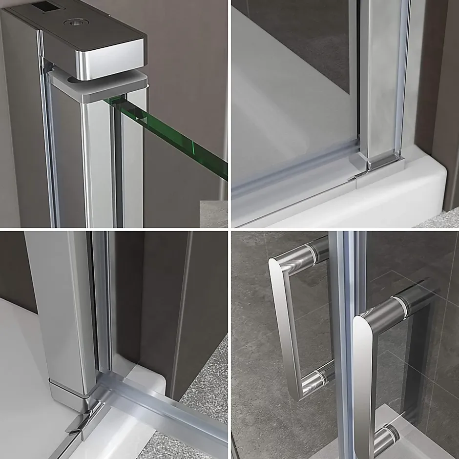 Saniverre Porte de douche KIMI H.190 largeur réglable 91 à 94 cm verre transparent -