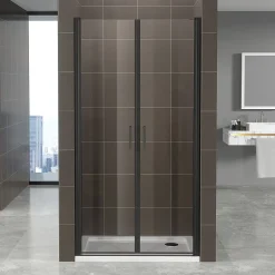 Saniverre Porte de douche KIMIBLACK H.190 largeur réglable 97 à 100 cm verre transparent -