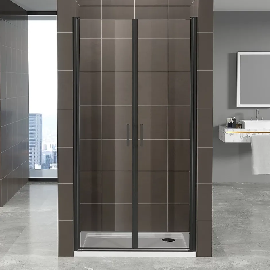 Saniverre Porte de douche KIMIBLACK H.190 largeur réglable 97 à 100 cm verre transparent -