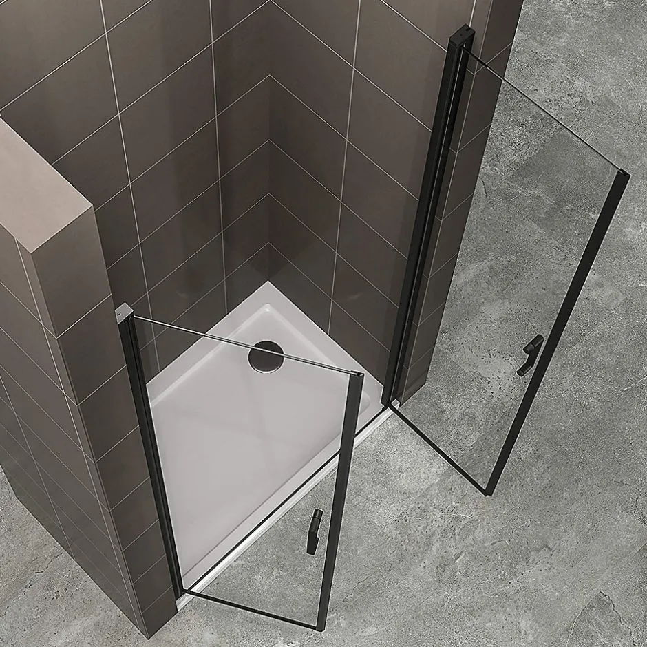 Saniverre Porte de douche KIMIBLACK H.190 largeur réglable 97 à 100 cm verre transparent -