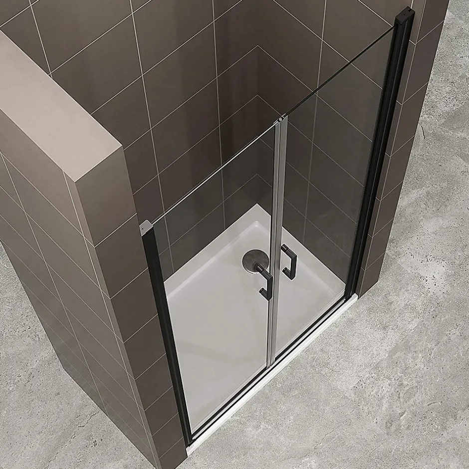 Saniverre Porte de douche KIMIBLACK H.190 largeur réglable 97 à 100 cm verre transparent -